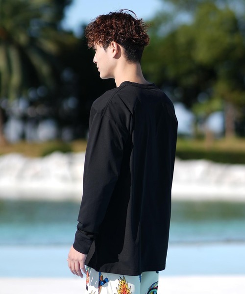 水陸両用 ラッシュガード にも使える 長袖 ドライTシャツ XL 黒猫 NAVY 水陸両用 ラッシュガード にも使える メンズ 長袖 Tシャツ XL ドライ