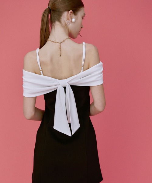 eimy バックリボンオフショルミニワンピース バックリボンオフショルミニワンピース（ミニワンピース）｜EIMY