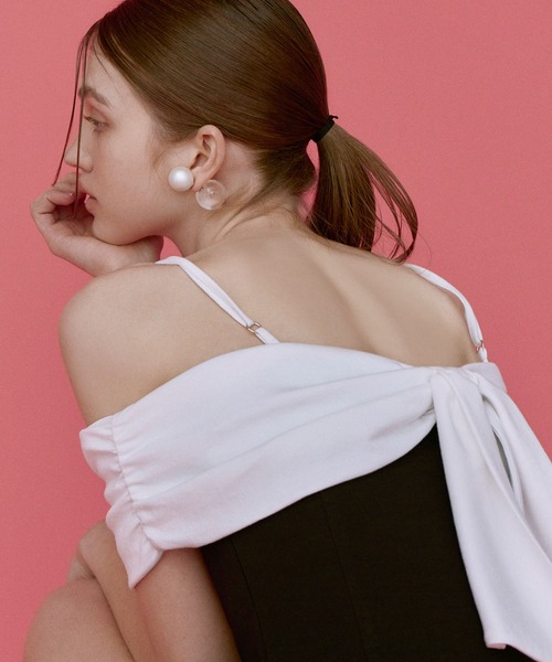 EIMY ISTOIRE（エイミーイストワール）の「バックリボンオフショルミニワンピース（ワンピース・レディース・ホワイト/ブラック/ベージュ/その他8・F）」の8枚目の写真