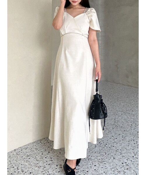 RESEXXY（リゼクシー）の「ダブルストラップフレアワンピース（ワンピース・レディース・ブラウン/チャコールグレー/アイボリー・SMALL/MEDIUM）」の2枚目の写真