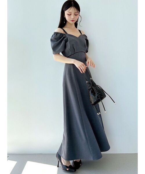 RESEXXY（リゼクシー）の「ダブルストラップフレアワンピース（ワンピース・レディース・ブラウン/チャコールグレー/アイボリー・SMALL/MEDIUM）」の7枚目の写真