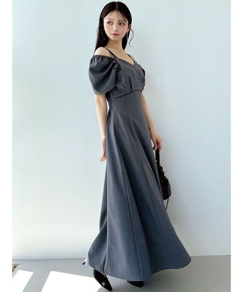 RESEXXY（リゼクシー）の「ダブルストラップフレアワンピース（ワンピース・レディース・ブラウン/チャコールグレー/アイボリー・SMALL/MEDIUM）」の8枚目の写真