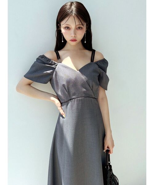 RESEXXY（リゼクシー）の「ダブルストラップフレアワンピース（ワンピース・レディース・ブラウン/チャコールグレー/アイボリー・SMALL/MEDIUM）」の22枚目の写真