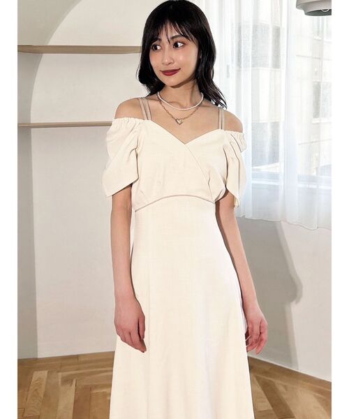 RESEXXY（リゼクシー）の「ダブルストラップフレアワンピース（ワンピース・レディース・ブラウン/チャコールグレー/アイボリー・SMALL/MEDIUM）」の11枚目の写真