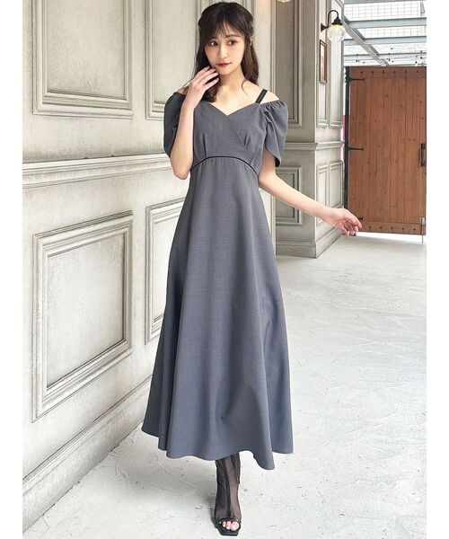 RESEXXY（リゼクシー）の「ダブルストラップフレアワンピース（ワンピース・レディース・ブラウン/チャコールグレー/アイボリー・SMALL/MEDIUM）」の14枚目の写真