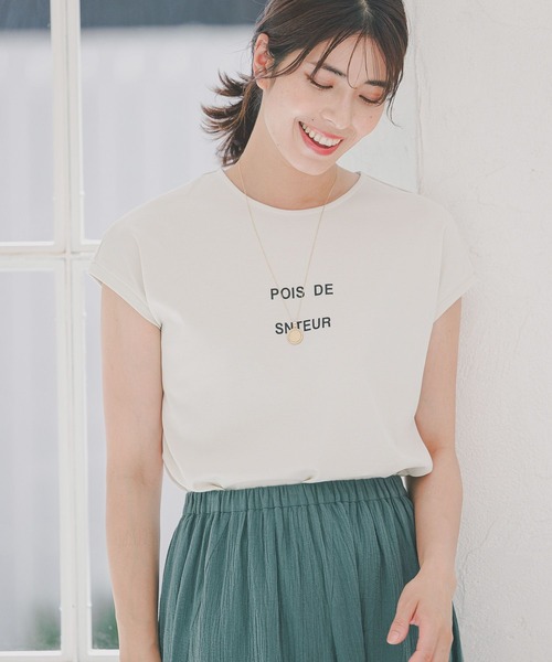 Elura（エルーラ）の「サマ見えフレンチTシャツ/109205（Tシャツ/カットソー・レディース・ホワイト/ブラック/グレイッシュベージュ/ホワイト系その他6/ブラック系その他・SMALL/MEDIUM/LARGE）」の3枚目の写真