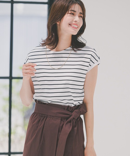 Elura（エルーラ）の「サマ見えフレンチTシャツ/109205（Tシャツ/カットソー・レディース・ホワイト/ブラック/グレイッシュベージュ/ホワイト系その他6/ブラック系その他・SMALL/MEDIUM/LARGE）」の21枚目の写真