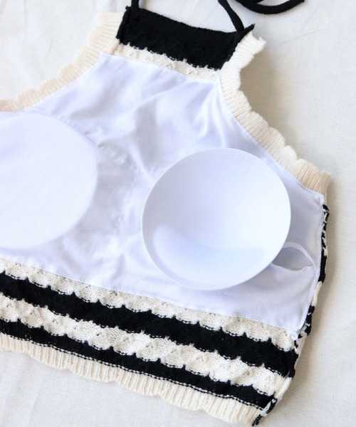 OSYAREVO（オシャレボ）の「ハイネックホルターネック ニット ビキニ 水着 レディース（水着・レディース・ブラック×ホワイト・MEDIUM/LARGE/X-LARGE）」の18枚目の写真