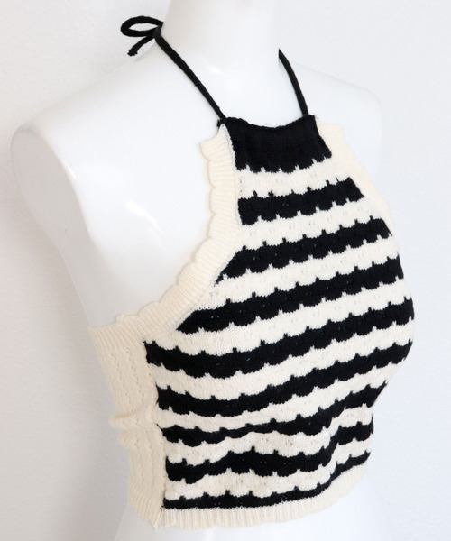 OSYAREVO（オシャレボ）の「ハイネックホルターネック ニット ビキニ 水着 レディース（水着・レディース・ブラック×ホワイト・MEDIUM/LARGE/X-LARGE）」の20枚目の写真