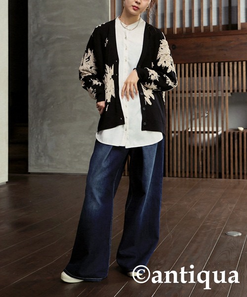antiqua(アンティカ)の「花柄ドルマンカーディガン(カーディガン/ボレロ・レディース・ブラック/グレー・ONESIZE)」の18枚目の写真