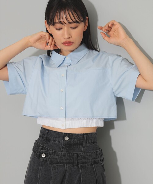 Ray BEAMS（レイビームス）の「Ray BEAMS / クロップド レイヤード シャツ（シャツ/ブラウス・レディース・サックスブルー/ホワイト・ONE SIZE）」の2枚目の写真