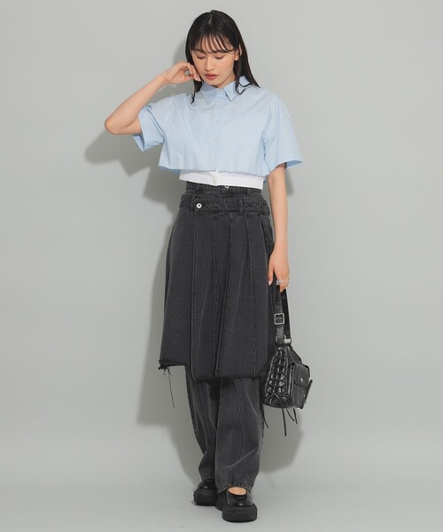 Ray BEAMS（レイビームス）の「Ray BEAMS / クロップド レイヤード シャツ（シャツ/ブラウス・レディース・サックスブルー/ホワイト・ONE SIZE）」の9枚目の写真