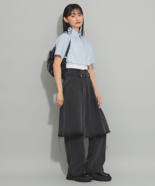 Ray BEAMS（レイビームス）の「Ray BEAMS / クロップド レイヤード シャツ（シャツ/ブラウス・レディース・サックスブルー/ホワイト・ONE SIZE）」の10枚目の写真