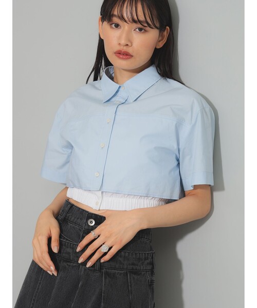 Ray BEAMS（レイビームス）の「Ray BEAMS / クロップド レイヤード シャツ（シャツ/ブラウス・レディース・サックスブルー/ホワイト・ONE SIZE）」の11枚目の写真