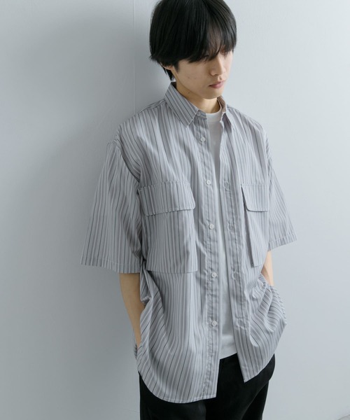 SENSE OF PLACE by URBAN RESEARCH(センスオブプレイスバイアーバンリサーチ)の「ストライプCPOルーズシャツ(5分袖)(シャツ/ブラウス・メンズ・その他1/その他3/その他2・MEDIUM/LARGE)」の6枚目の写真