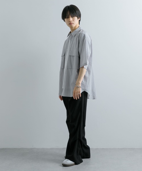 SENSE OF PLACE by URBAN RESEARCH(センスオブプレイスバイアーバンリサーチ)の「ストライプCPOルーズシャツ(5分袖)(シャツ/ブラウス・メンズ・その他1/その他3/その他2・MEDIUM/LARGE)」の8枚目の写真