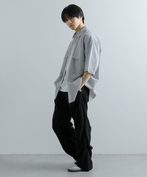 SENSE OF PLACE by URBAN RESEARCH(センスオブプレイスバイアーバンリサーチ)の「ストライプCPOルーズシャツ(5分袖)(シャツ/ブラウス・メンズ・その他1/その他3/その他2・MEDIUM/LARGE)」の9枚目の写真