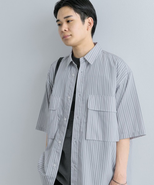 SENSE OF PLACE by URBAN RESEARCH(センスオブプレイスバイアーバンリサーチ)の「ストライプCPOルーズシャツ(5分袖)(シャツ/ブラウス・メンズ・その他1/その他3/その他2・MEDIUM/LARGE)」の12枚目の写真