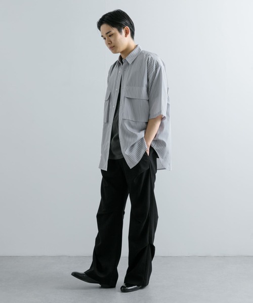 SENSE OF PLACE by URBAN RESEARCH(センスオブプレイスバイアーバンリサーチ)の「ストライプCPOルーズシャツ(5分袖)(シャツ/ブラウス・メンズ・その他1/その他3/その他2・MEDIUM/LARGE)」の15枚目の写真