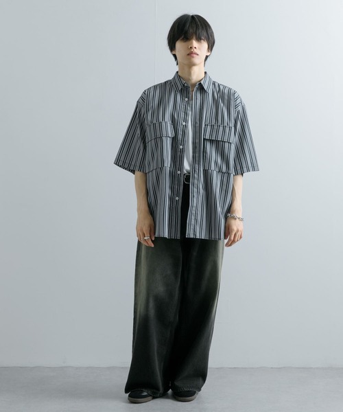 SENSE OF PLACE by URBAN RESEARCH(センスオブプレイスバイアーバンリサーチ)の「ストライプCPOルーズシャツ(5分袖)(シャツ/ブラウス・メンズ・その他1/その他3/その他2・MEDIUM/LARGE)」の19枚目の写真