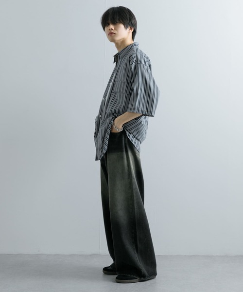 SENSE OF PLACE by URBAN RESEARCH(センスオブプレイスバイアーバンリサーチ)の「ストライプCPOルーズシャツ(5分袖)(シャツ/ブラウス・メンズ・その他1/その他3/その他2・MEDIUM/LARGE)」の20枚目の写真