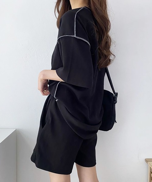 Girly Doll(ガーリードール)の「セットアップ Tシャツ&ショートパンツ 2点セット(セットアップ・レディース・グレー/ブラック/ベージュ・F)」の11枚目の写真
