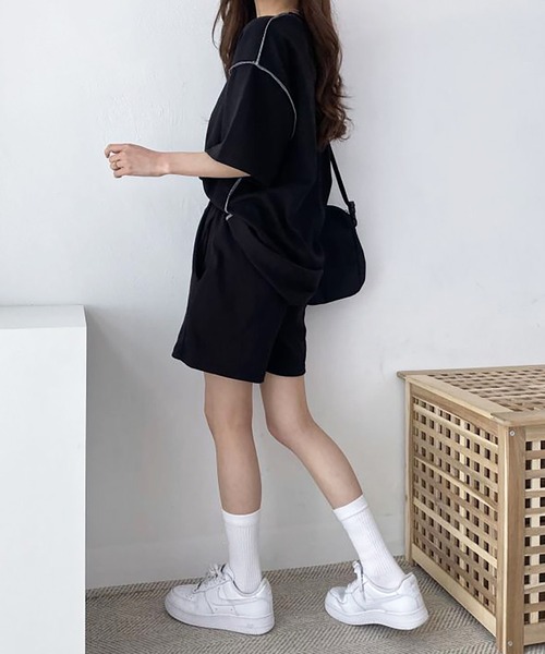 Girly Doll(ガーリードール)の「セットアップ Tシャツ&ショートパンツ 2点セット(セットアップ・レディース・グレー/ブラック/ベージュ・F)」の13枚目の写真