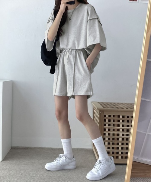 Girly Doll(ガーリードール)の「セットアップ Tシャツ&ショートパンツ 2点セット(セットアップ・レディース・グレー/ブラック/ベージュ・F)」の14枚目の写真