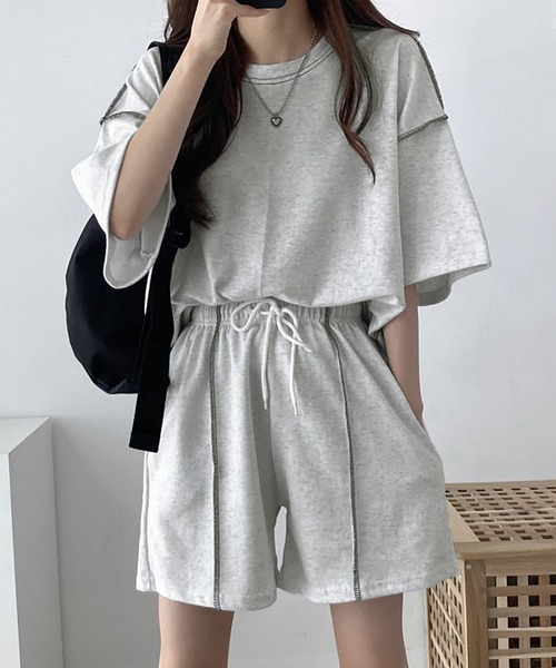 Girly Doll(ガーリードール)の「セットアップ Tシャツ&ショートパンツ 2点セット(セットアップ・レディース・グレー/ブラック/ベージュ・F)」の17枚目の写真
