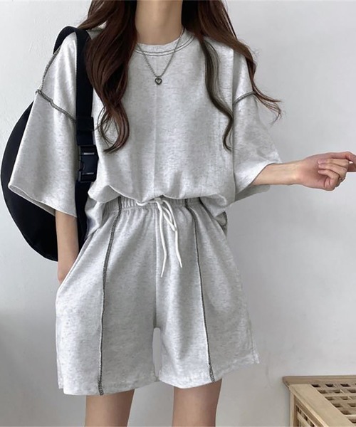 Girly Doll(ガーリードール)の「セットアップ Tシャツ&ショートパンツ 2点セット(セットアップ・レディース・グレー/ブラック/ベージュ・F)」の20枚目の写真