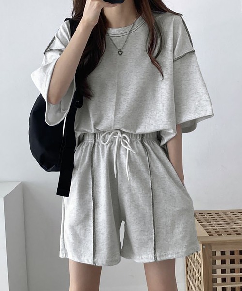Girly Doll(ガーリードール)の「セットアップ Tシャツ&ショートパンツ 2点セット(セットアップ・レディース・グレー/ブラック/ベージュ・F)」の21枚目の写真
