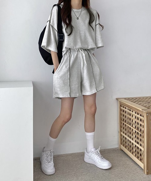 Girly Doll(ガーリードール)の「セットアップ Tシャツ&ショートパンツ 2点セット(セットアップ・レディース・グレー/ブラック/ベージュ・F)」の22枚目の写真