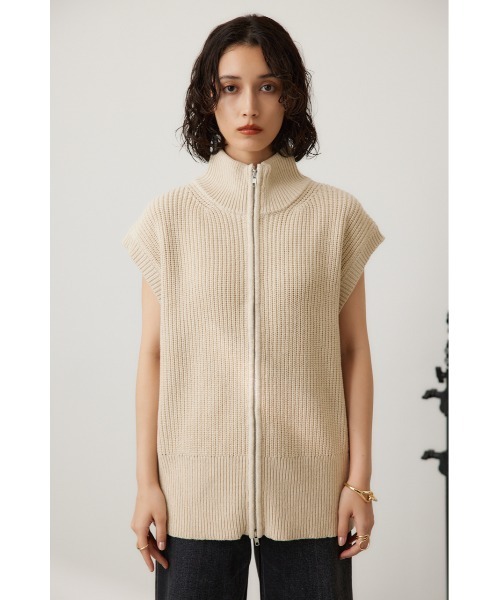 crie conforto（クリーコンフォルト）の「ダブルジップニットベスト　秋服 / 冬服 / 羽織り（ベスト・レディース・ブラック/アイボリー/グレー・FREE）」の4枚目の写真