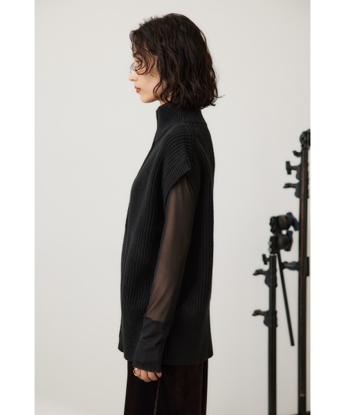 crie conforto（クリーコンフォルト）の「ダブルジップニットベスト　秋服 / 冬服 / 羽織り（ベスト・レディース・ブラック/アイボリー/グレー・FREE）」の13枚目の写真