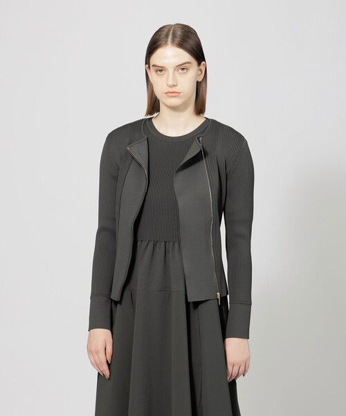 EPOCA（エポカ）の「ココテック ライダースニットジャケット（ライダースジャケット・レディース・グレー系その他/ネイビー・40）」の2枚目の写真