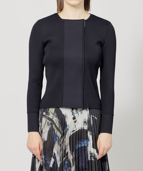 EPOCA（エポカ）の「ココテック ライダースニットジャケット（ライダースジャケット・レディース・グレー系その他/ネイビー・40）」の7枚目の写真