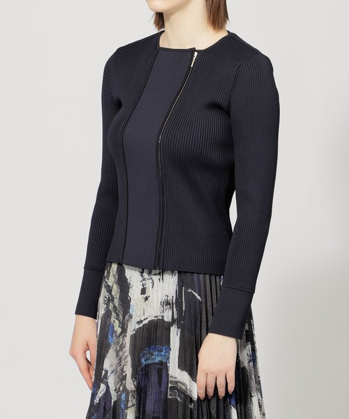 EPOCA（エポカ）の「ココテック ライダースニットジャケット（ライダースジャケット・レディース・グレー系その他/ネイビー・40）」の6枚目の写真