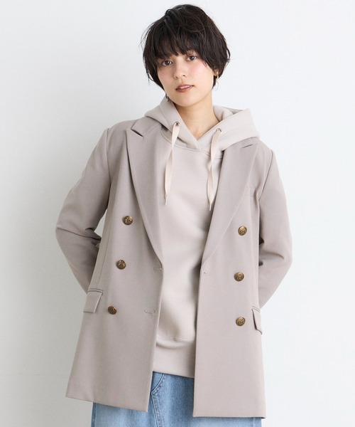 INED CLARO（イネドクラロ）の「TRストレッチダブルブレストジャケット【セットアップ対応】（テーラードジャケット・レディース・ネイビー/ブラウン/サンドグレー・11号/9号）」の2枚目の写真