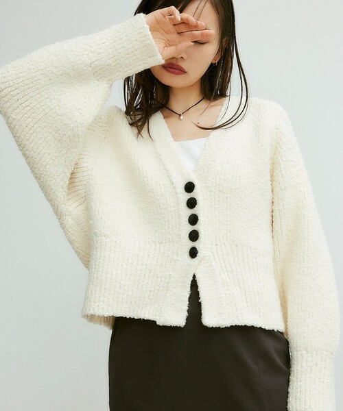 ロンハーマン リブニットカーディガン コンチョボタン エコ再生繊維