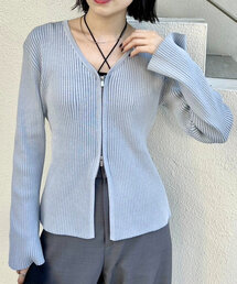 mystic | 【4色展開 】WZIPリブカーディガン(カーディガン/ボレロ)