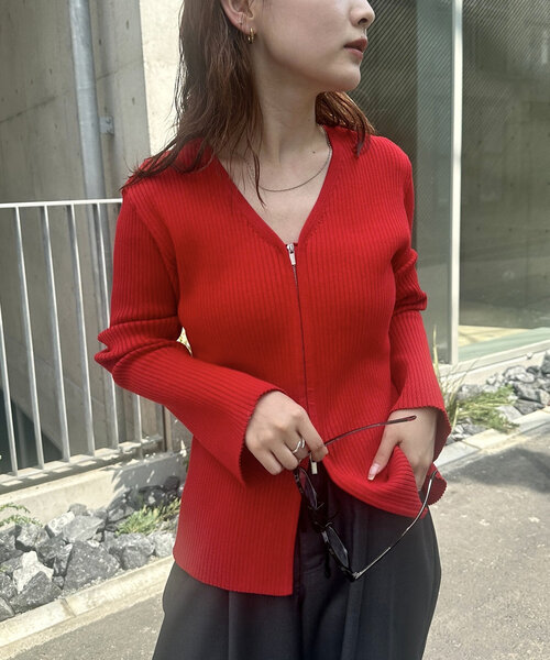 mystic(ミスティック)の「WZIPリブカーディガン(カーディガン/ボレロ・レディース・ブラック/ブルー/レッド/アイボリー/ホワイト系その他/ブラウン・FREE)」の16枚目の写真