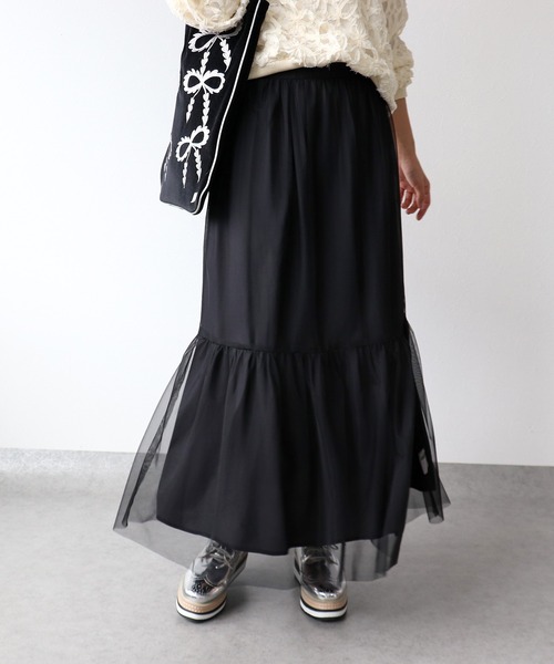 【セール】ティアード切替チュールスカート（スカート）｜Three Four Time（スリーフォータイム）