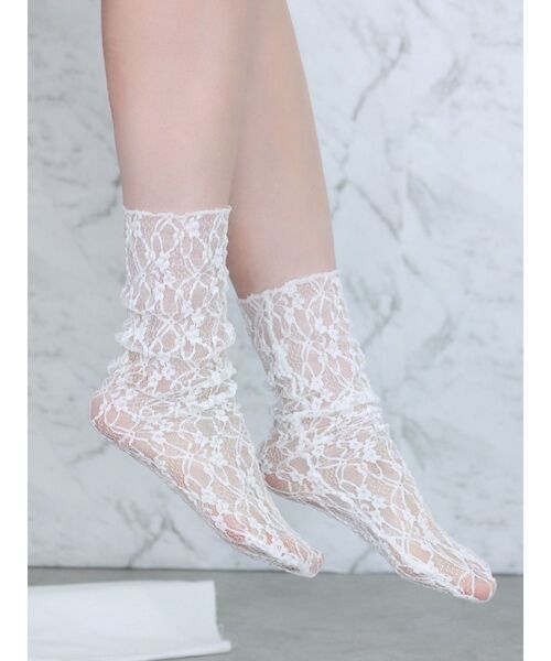 EATME（イートミー）の「レースソックス（ソックス/靴下・レディース・オフホワイト/ブラック・FREE）」の5枚目の写真