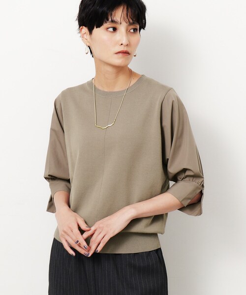 OPAQUE.CLIP（オペークドットクリップ）の「◆フハクスリーブドッキングニット【洗濯機洗い可/抗ピル】（ニット/セーター・レディース・ブラック/ホワイト/ブルー系その他/ブラウン系その他・40/38/36）」の3枚目の写真