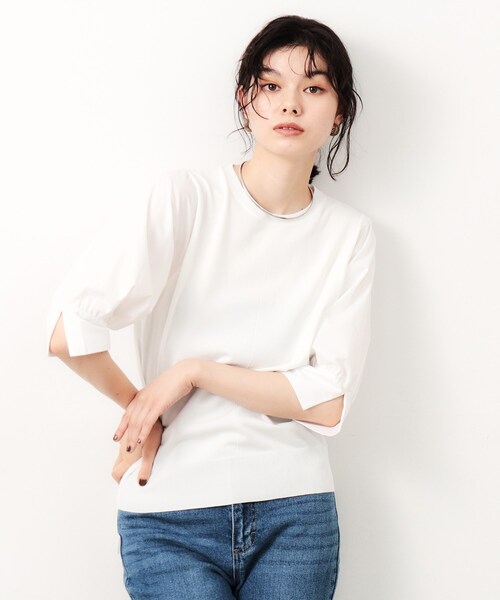 OPAQUE.CLIP（オペークドットクリップ）の「◆フハクスリーブドッキングニット【洗濯機洗い可/抗ピル】（ニット/セーター・レディース・ブラック/ホワイト/ブルー系その他/ブラウン系その他・40/38/36）」の12枚目の写真