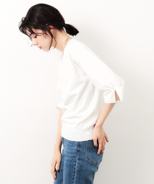 OPAQUE.CLIP（オペークドットクリップ）の「◆フハクスリーブドッキングニット【洗濯機洗い可/抗ピル】（ニット/セーター・レディース・ブラック/ホワイト/ブルー系その他/ブラウン系その他・40/38/36）」の11枚目の写真