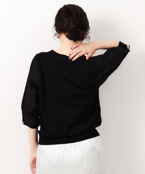 OPAQUE.CLIP（オペークドットクリップ）の「◆フハクスリーブドッキングニット【洗濯機洗い可/抗ピル】（ニット/セーター・レディース・ブラック/ホワイト/ブルー系その他/ブラウン系その他・40/38/36）」の8枚目の写真