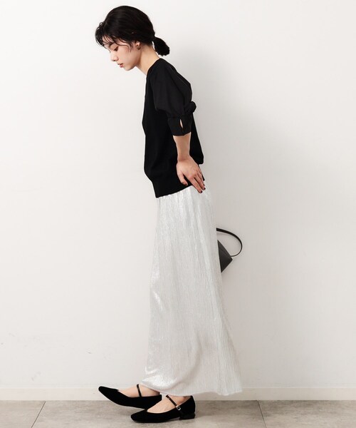 OPAQUE.CLIP（オペークドットクリップ）の「◆フハクスリーブドッキングニット【洗濯機洗い可/抗ピル】（ニット/セーター・レディース・ブラック/ホワイト/ブルー系その他/ブラウン系その他・40/38/36）」の6枚目の写真