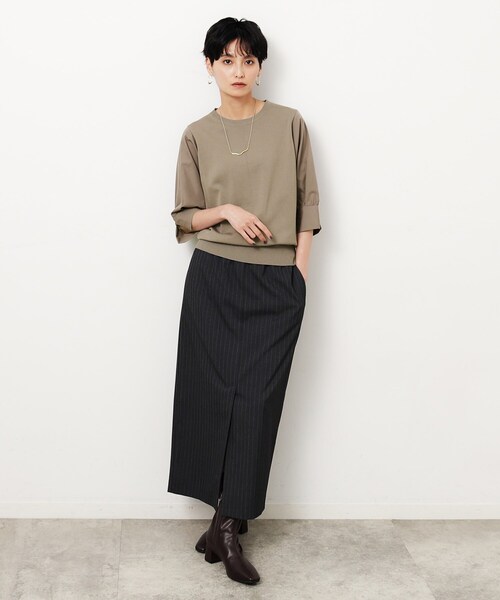 OPAQUE.CLIP（オペークドットクリップ）の「◆フハクスリーブドッキングニット【洗濯機洗い可/抗ピル】（ニット/セーター・レディース・ブラック/ホワイト/ブルー系その他/ブラウン系その他・40/38/36）」の21枚目の写真