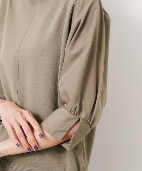 セール】フハクスリーブドッキングニット【洗濯機洗い可/抗ピル